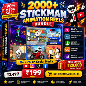 2000+ Stickman Animation Reels Bundle – Viral Cartoon Videos